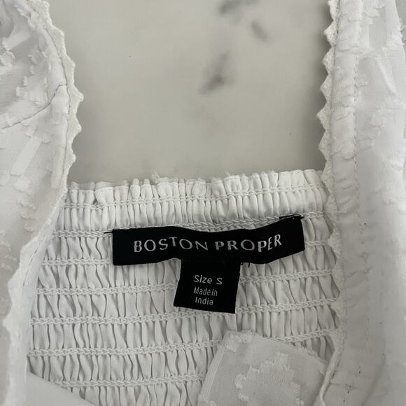 Boston Proper Long sleeve novelty fabric Tassel trim Sun dress white Sz S boho - Picture 3 of 12